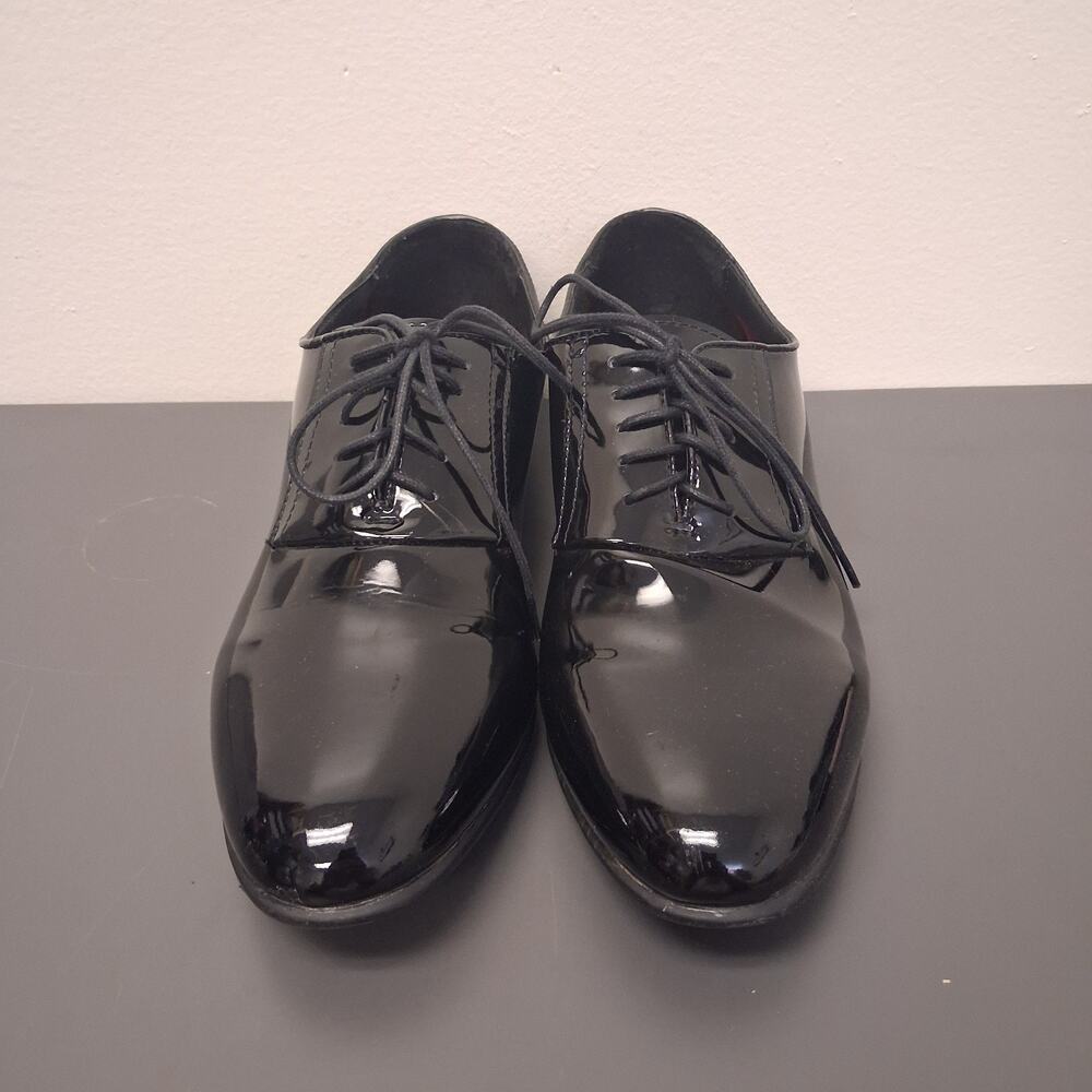 FREDERICO LEONE BLACK PATENT LEATHER MENS TUXEDO DRESS SHOES SIZE 10.5